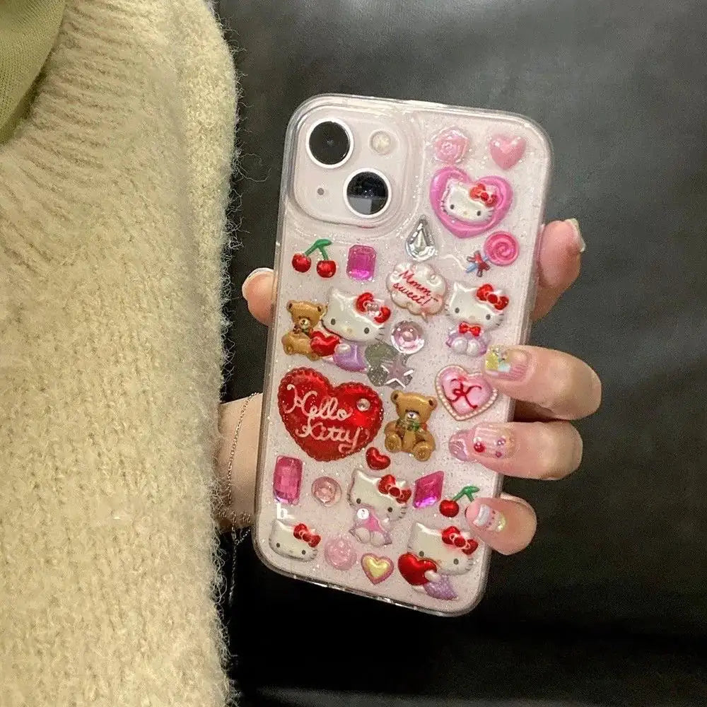 Hello Kitty Clear Teddy Multicharm Phone Cases