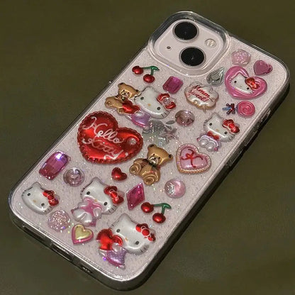 Hello Kitty Clear Teddy Multicharm Phone Cases