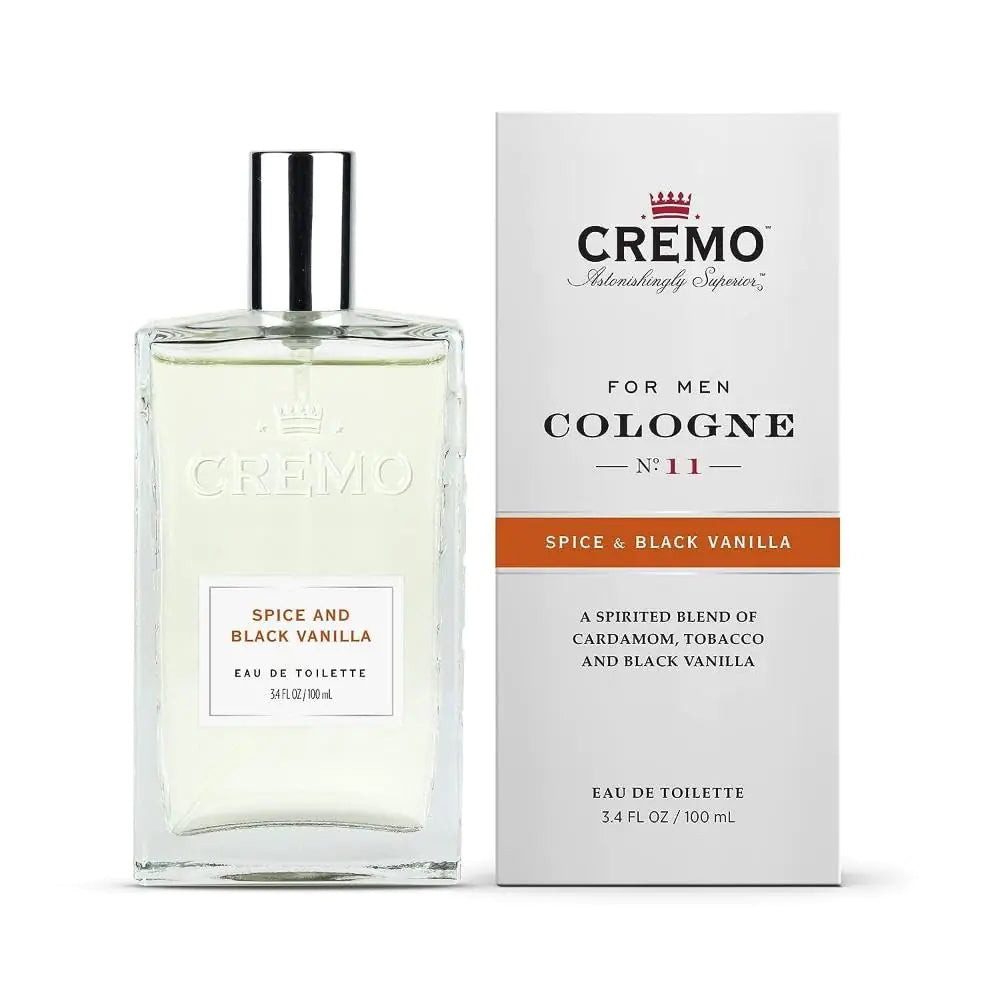 Cremo Spice & Black Vanilla Cologne Spray, An Explosion of Vibrant Spices, Tobacco and Black Vanilla, 3.4 Fl Oz