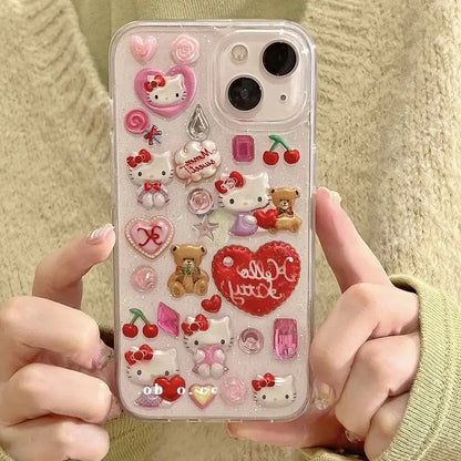 Hello Kitty Clear Teddy Multicharm Phone Cases